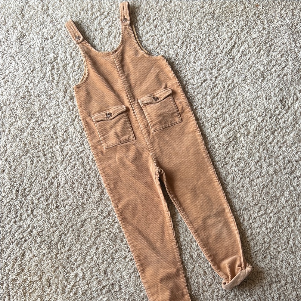 art class Tan Corduroy Kids Overalls with Front Pockets